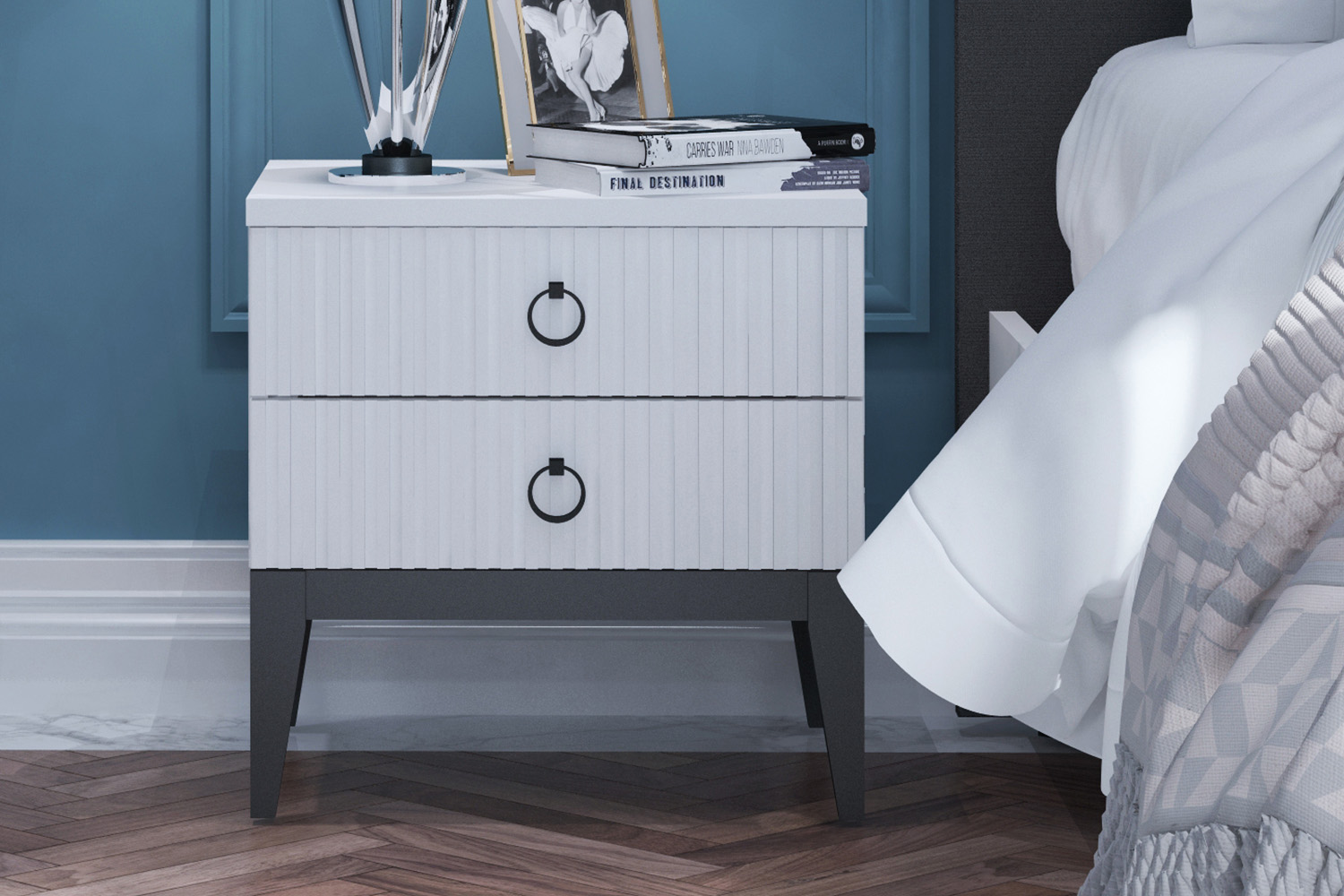 Прикроватные тумбы - изображение №3 "Прикроватная тумба Хилтон с выдвижными ящиками"  на www.Angstrem-mebel.ru