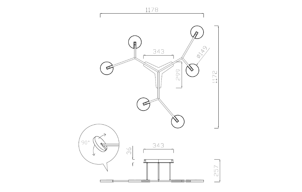 Люстры - изображение №5 "Потолочная люстра Paritet L1180*W1170*H260 6*LED*12W"  на www.Angstrem-mebel.ru