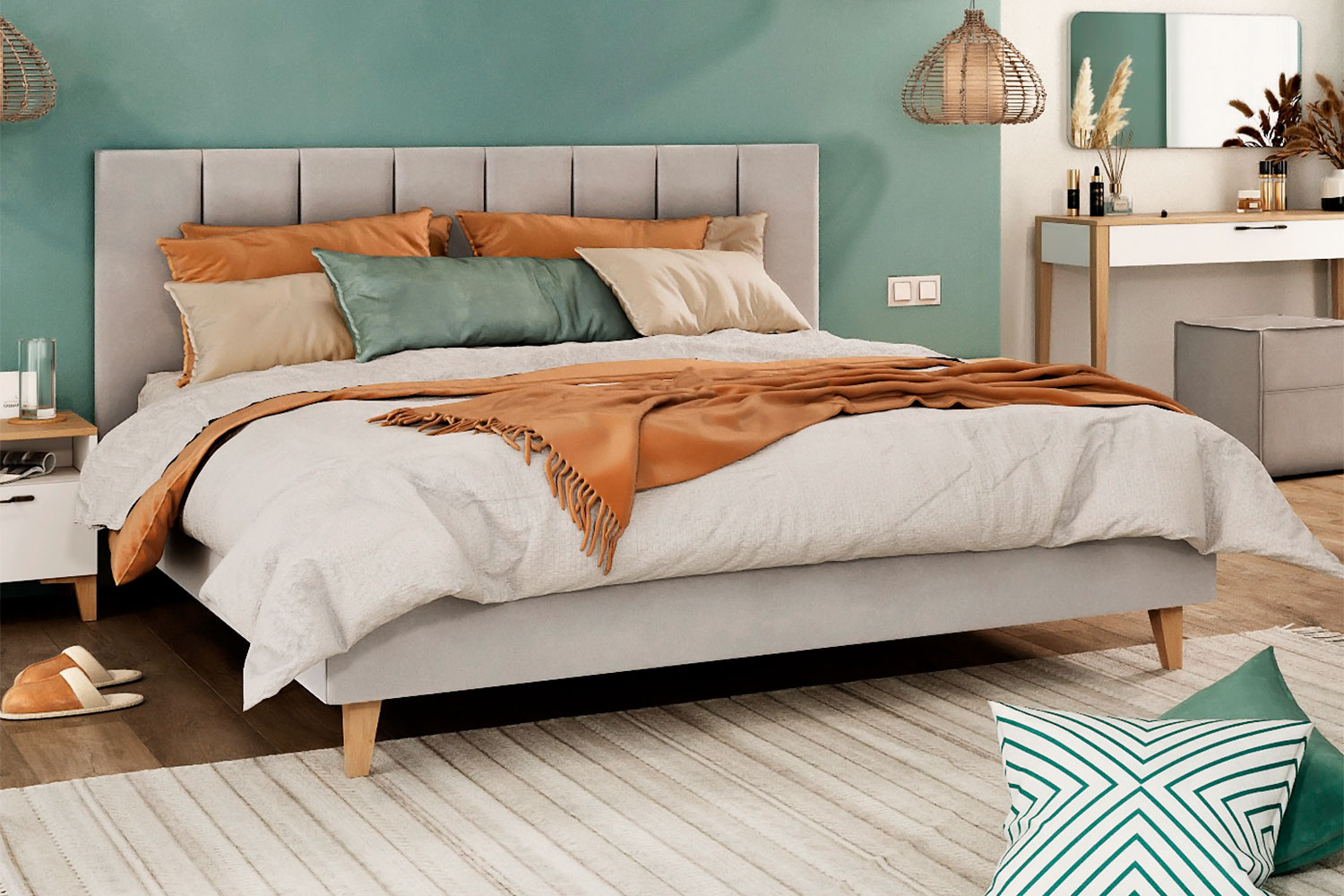 Двуспальные кровати - изображение №3 "Кровать Нордин 160 х 200"  на www.Angstrem-mebel.ru