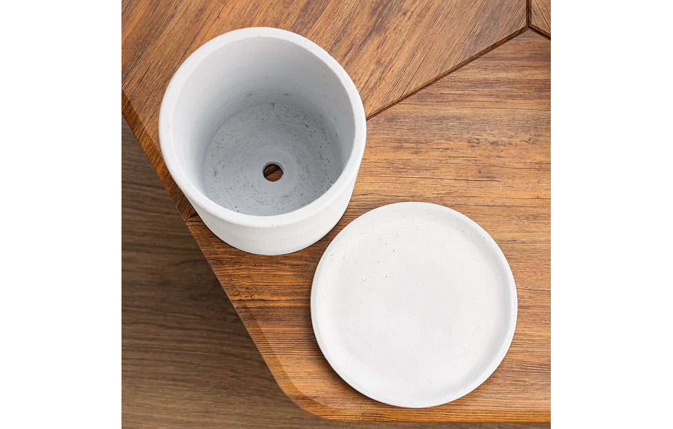 Декор - изображение №4 "Горшок цветочный "Цилиндр Ролл" бетон, белый, 4 л"  на www.Angstrem-mebel.ru