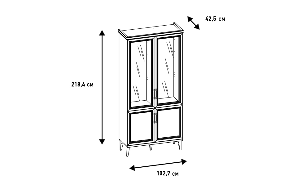 Шкафы-витрины - изображение №7 "Шкаф Орландо с полками ОР-005.00 (2 комплекта) ЛДСП"  на www.Angstrem-mebel.ru