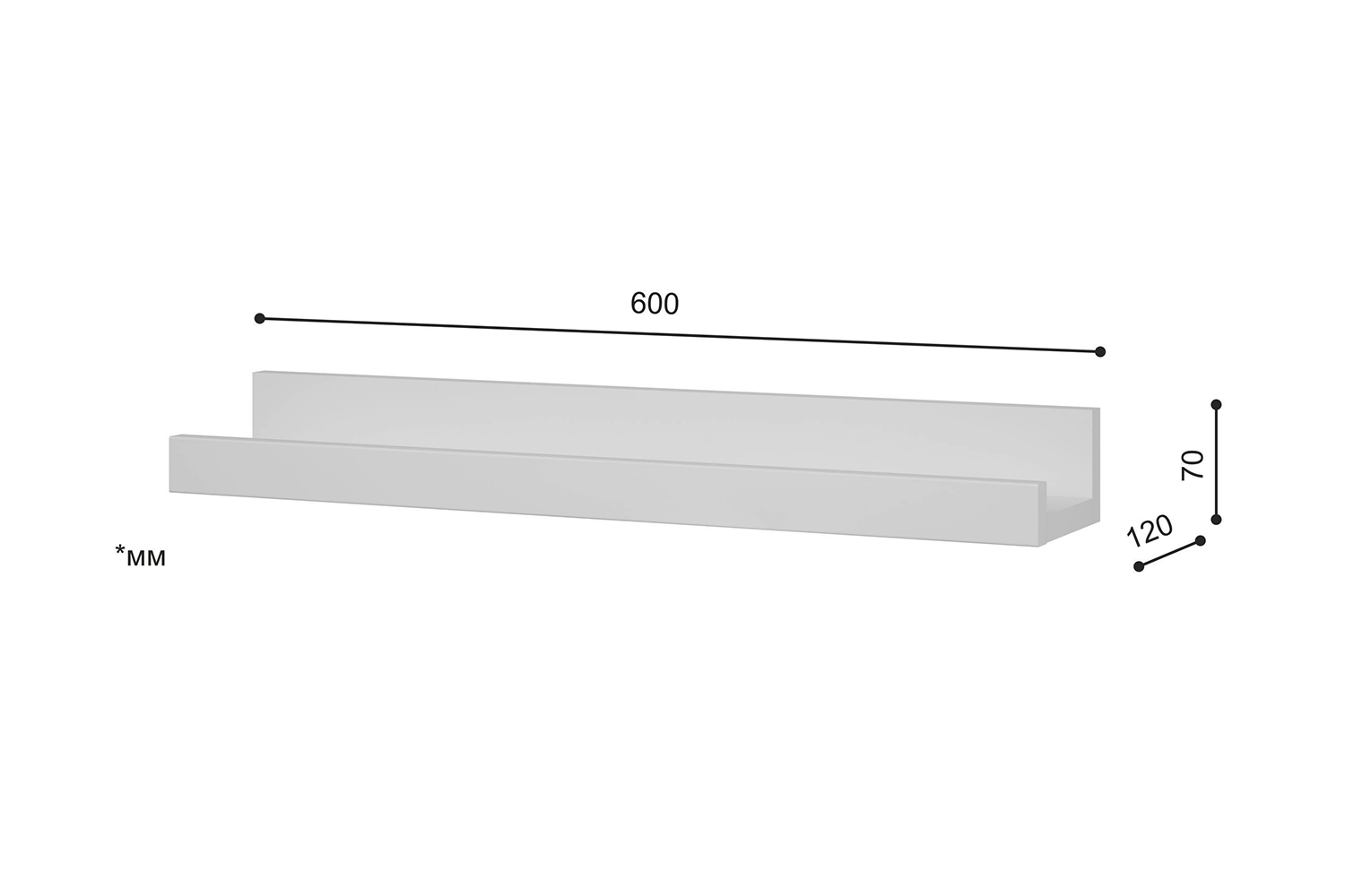 Полки - изображение №11 "Полка Онега настенная серая"  на www.Angstrem-mebel.ru