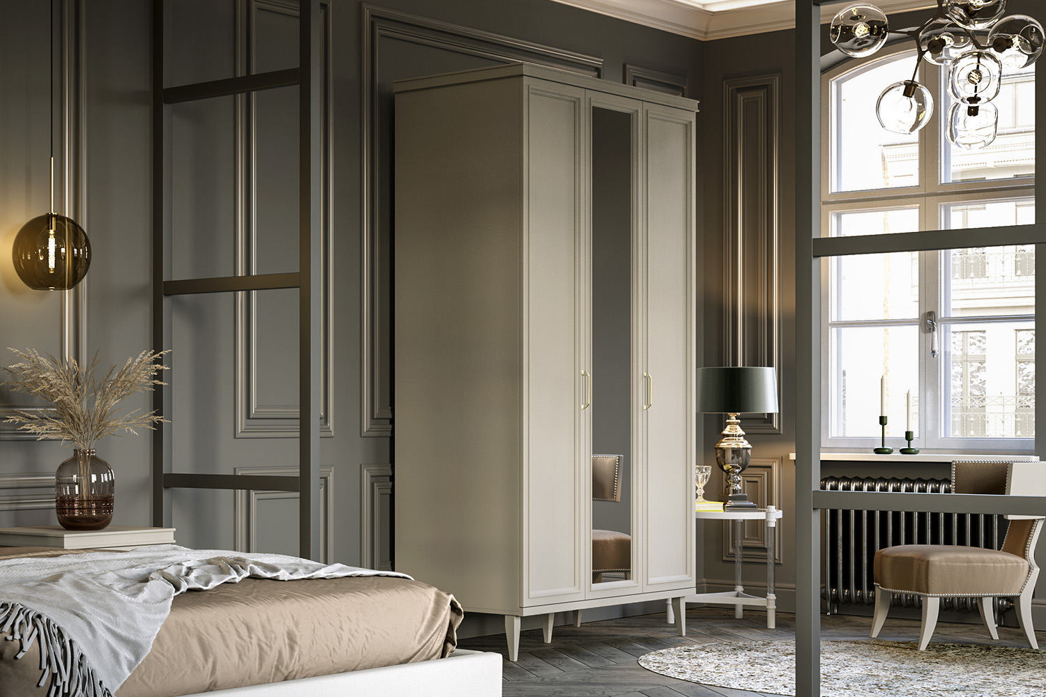 Шкафы платяные - изображение №4 "Шкаф Орландо для одежды с дополнительным комплектом полок ОР-011.07"  на www.Angstrem-mebel.ru