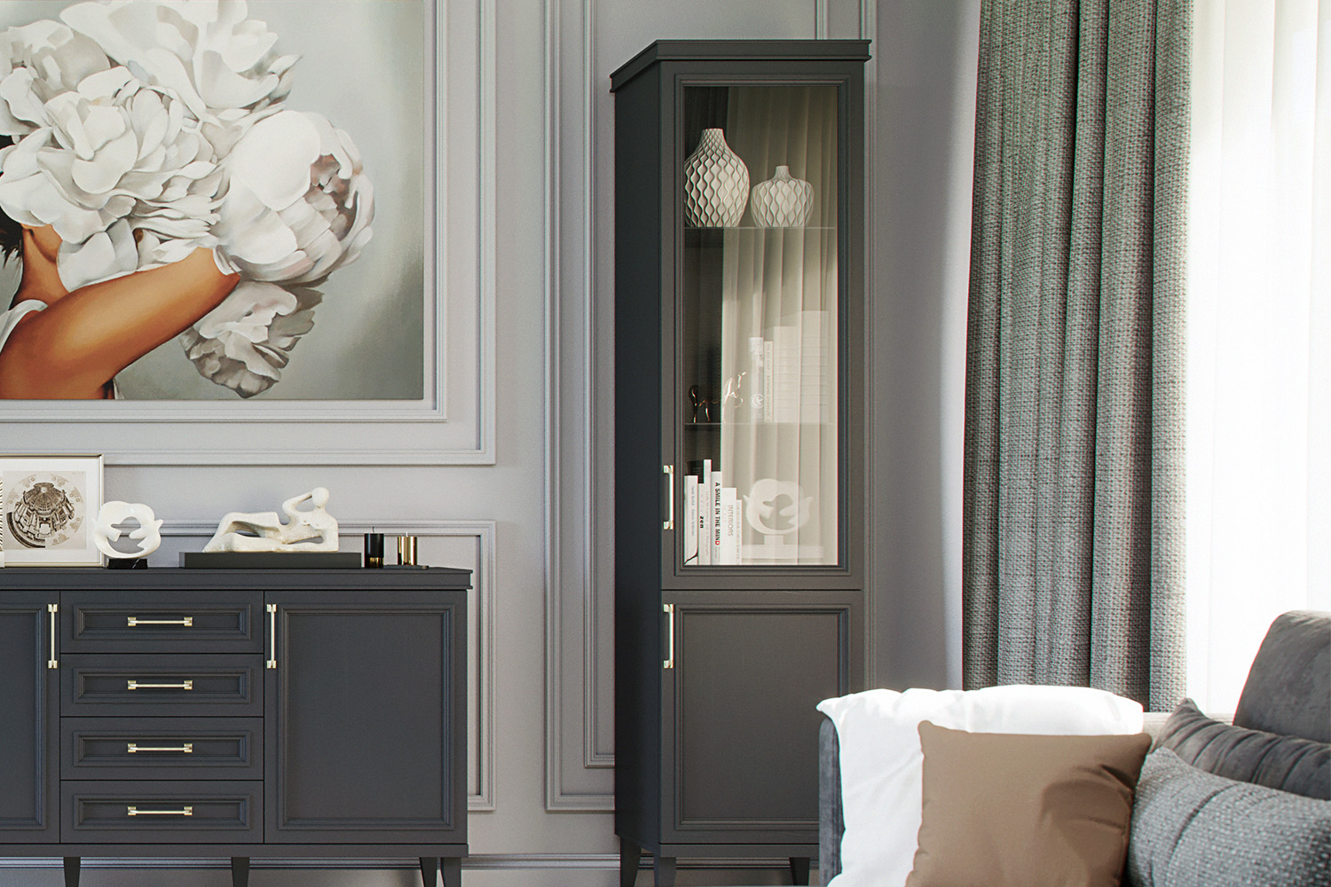 Шкафы-витрины - изображение №3 "Шкаф Орландо с полками ОР-004.00 (1 комплект) ЛДСП"  на www.Angstrem-mebel.ru