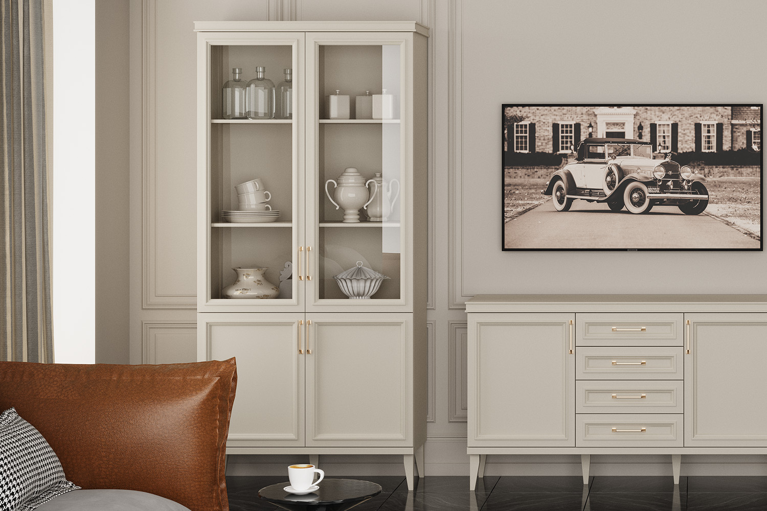 Шкафы-витрины - изображение №3 "Шкаф Орландо с полками ОР-005.00 (2 комплекта) ЛДСП"  на www.Angstrem-mebel.ru