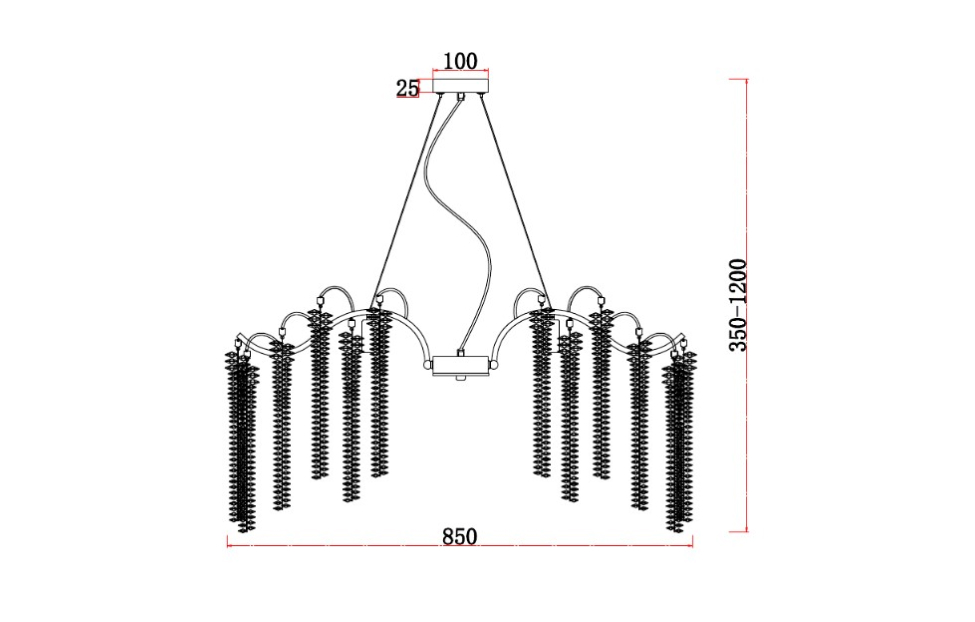 Люстры - изображение №6 "Подвесная люстра Liana D850*H350/1200 9*E14*60W"  на www.Angstrem-mebel.ru