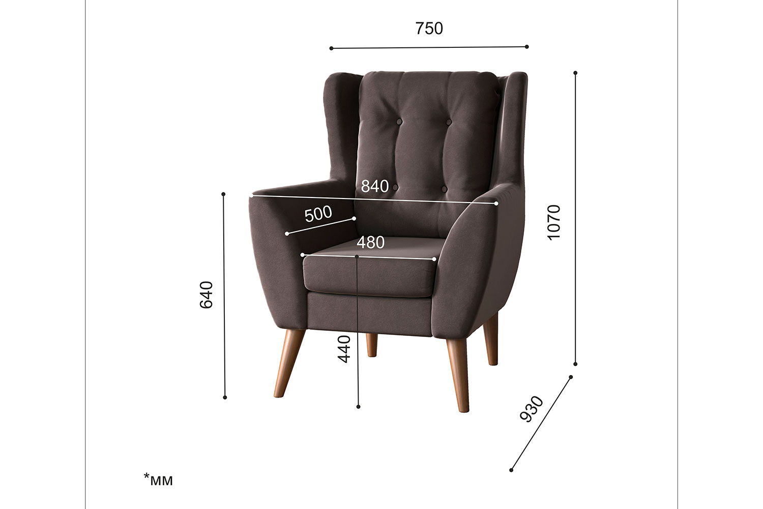 Мягкие кресла - изображение №10 "Кресло Ладога, Д3 (опоры: старый клен)"  на www.Angstrem-mebel.ru