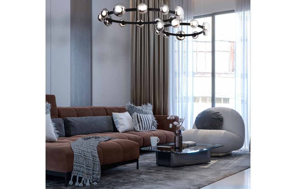 Люстры - изображение №4 "Подвесная люстра Svamp D700*H300/1630 9*LED*5W, 3600LM"  на www.Angstrem-mebel.ru