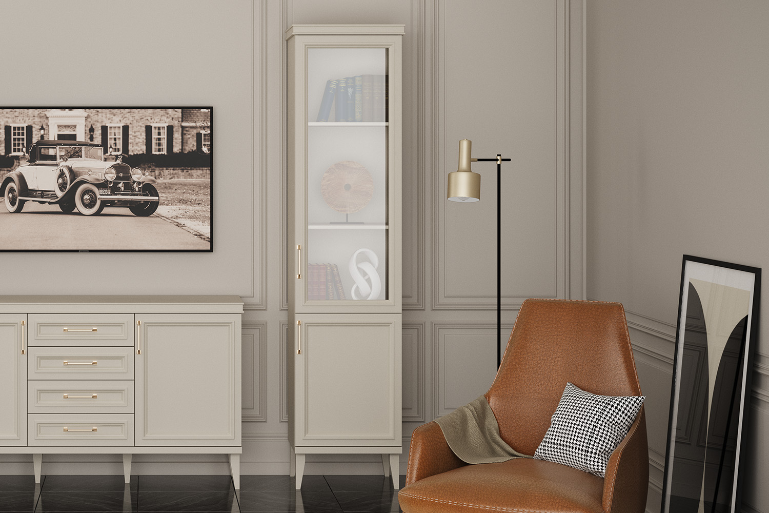 Шкафы-витрины - изображение №4 "Шкаф Орландо с полками ОР-004.04 (1 комплект) стекло"  на www.Angstrem-mebel.ru