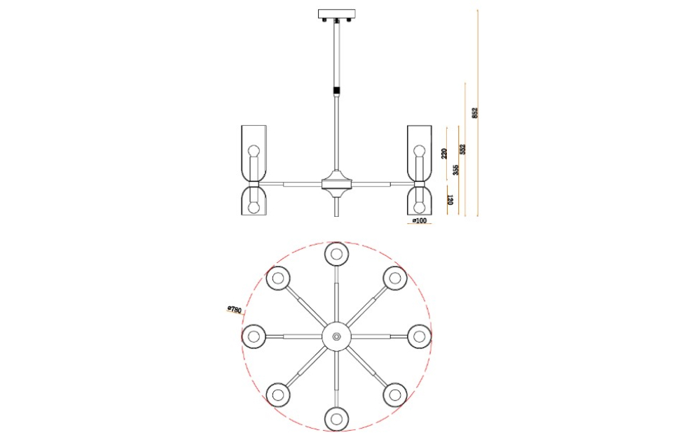 Люстры - изображение №10 "Подвесная люстра Amusing (золото) D780*H550/850 14*E14*40W"  на www.Angstrem-mebel.ru