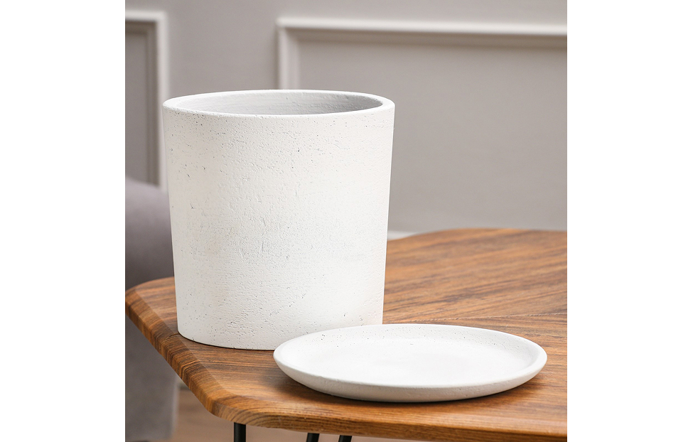 Декор - изображение №3 "Горшок цветочный "Цилиндр Ролл" бетон, белый, 4 л"  на www.Angstrem-mebel.ru