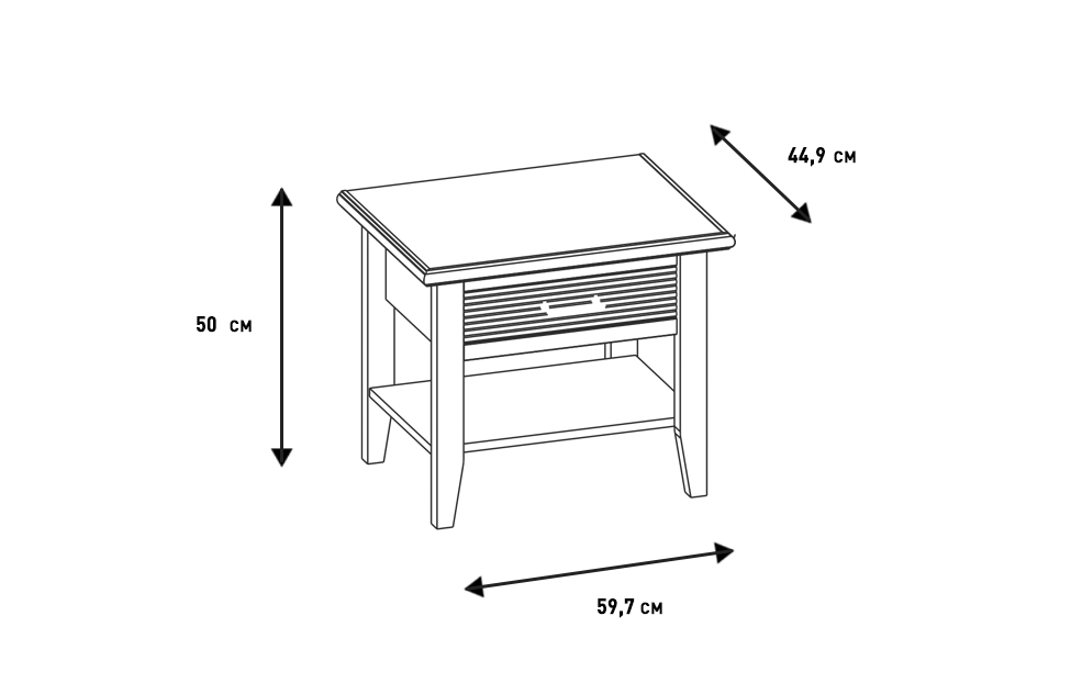 Прикроватные тумбы - изображение №6 "Прикроватная тумба Кантри с выдвижным ящиком"  на www.Angstrem-mebel.ru
