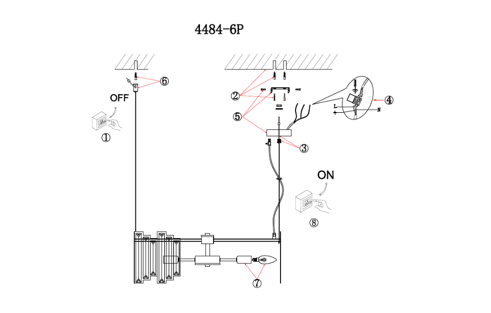 Люстры - изображение №5 "Подвесная люстра Steg D600*H220/1200 6*E14*60W"  на www.Angstrem-mebel.ru