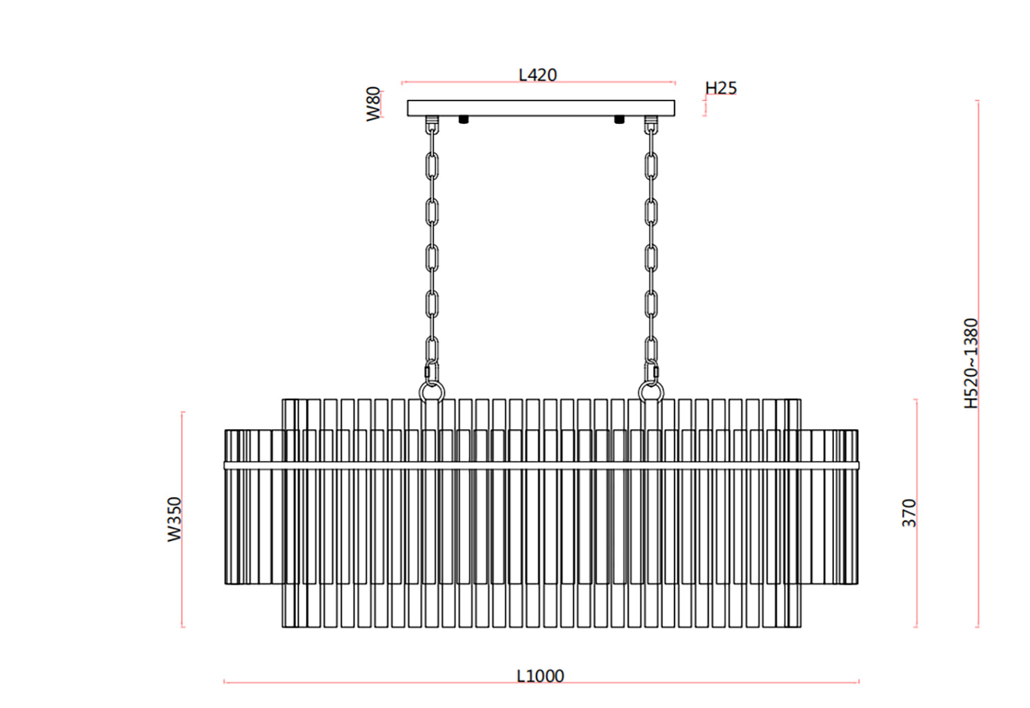 Освещение - изображение №9 "Подвесная люстра Rubum L1000*W350*H520/1380 12*E14*40W"  на www.Angstrem-mebel.ru