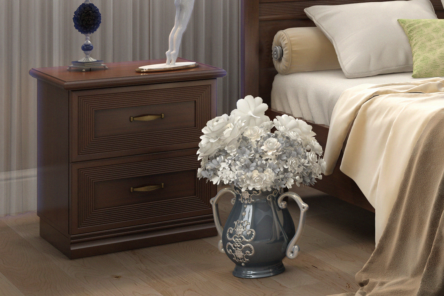 Прикроватные тумбы - изображение №3 "Прикроватная тумба Адажио с выдвижными ящиками"  на www.Angstrem-mebel.ru