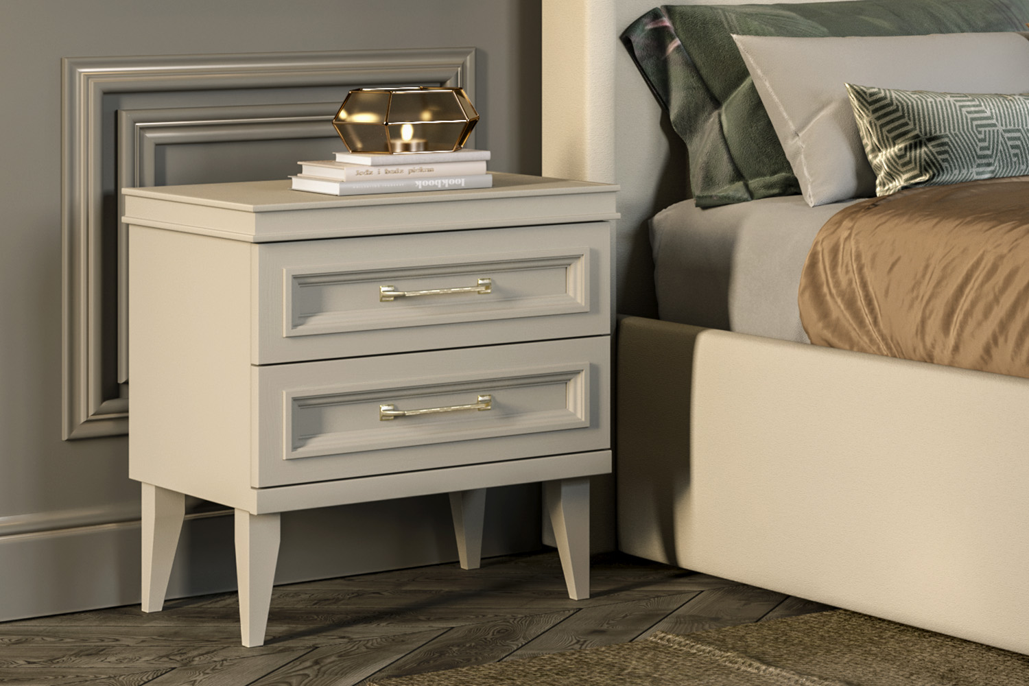 Прикроватные тумбы - изображение №3 "Прикроватная тумба Орландо с выдвижными ящиками"  на www.Angstrem-mebel.ru