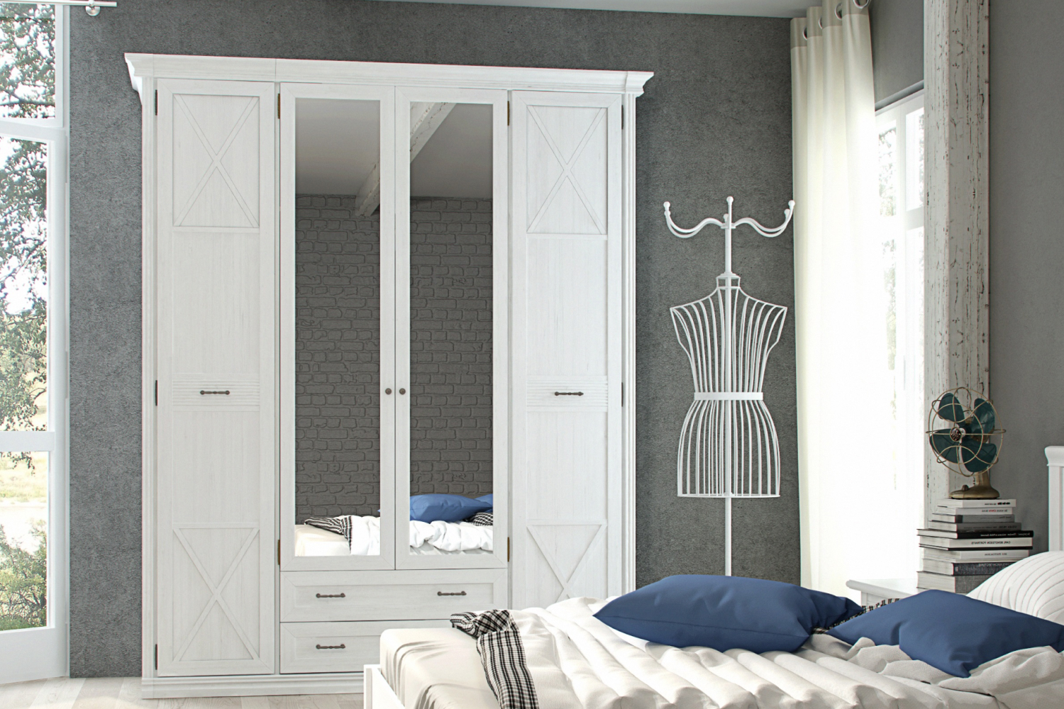 Шкафы-пеналы - изображение №6 "Шкаф Кантри с полкой и штангой для одежды"  на www.Angstrem-mebel.ru