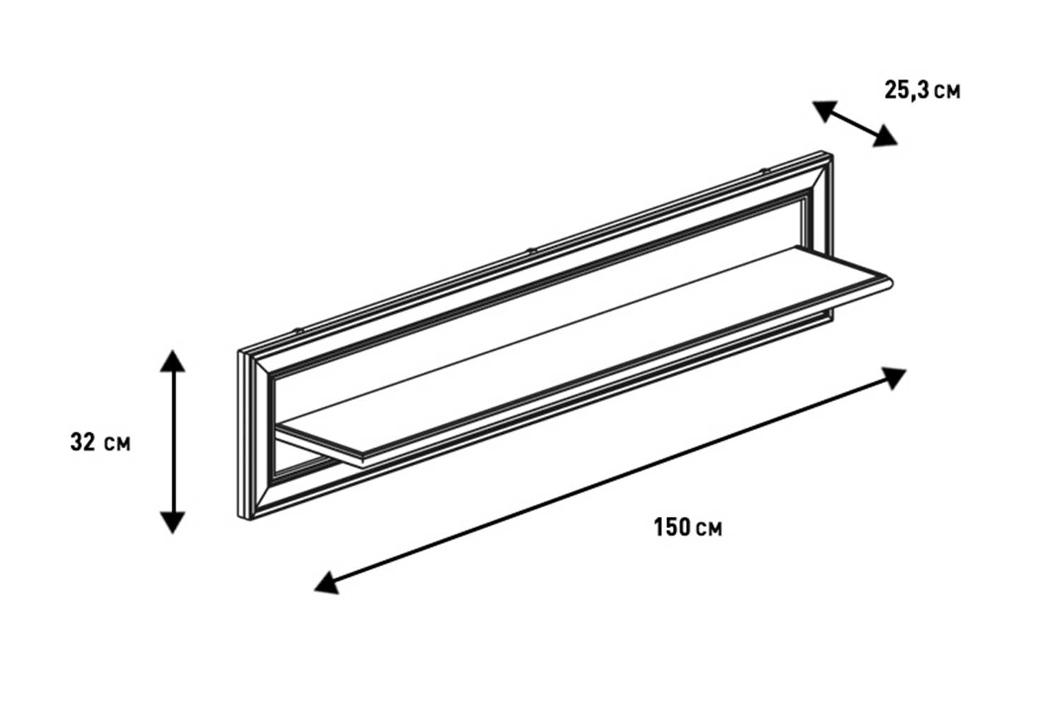 Полки - изображение №6 "Полка навесная Онтарио"  на www.Angstrem-mebel.ru