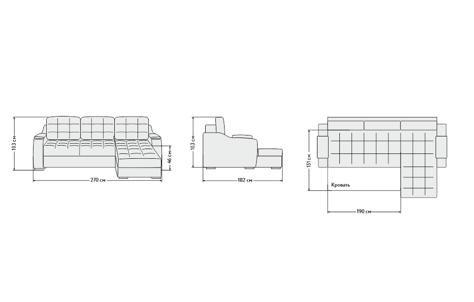 Угловые диваны - изображение №3 "Диван Базель с правой оттоманкой"  на www.Angstrem-mebel.ru