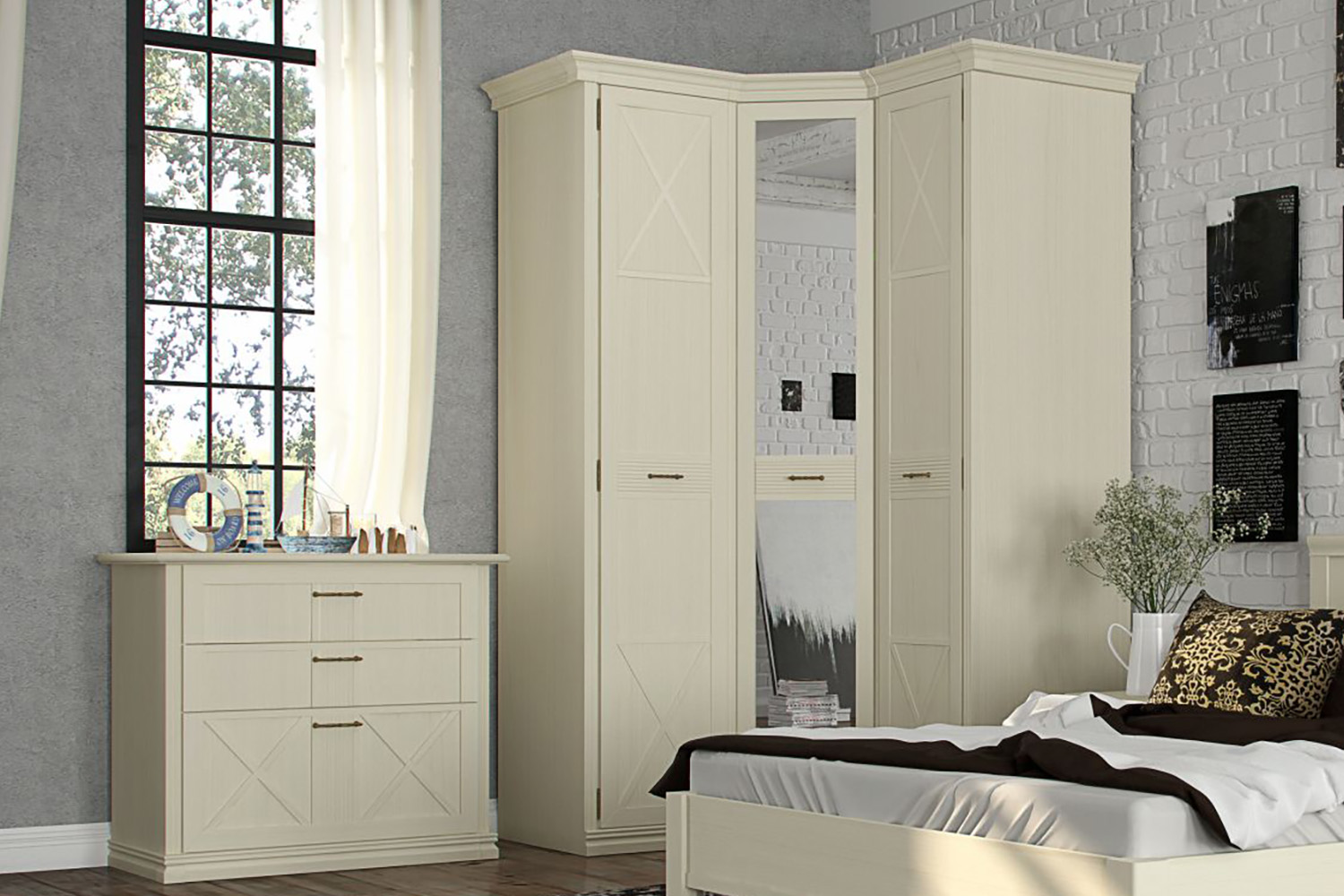 Шкафы-пеналы - изображение №4 "Шкаф Кантри КА-210.01 с полкой и штангой для одежды / Валенсия"  на www.Angstrem-mebel.ru