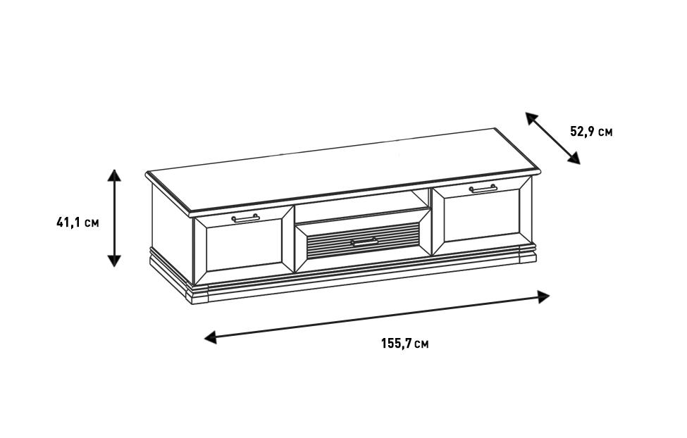 Тумбы под телевизор - изображение №5 "Тумба Кантри под телевизор с выдвижными ящиками"  на www.Angstrem-mebel.ru