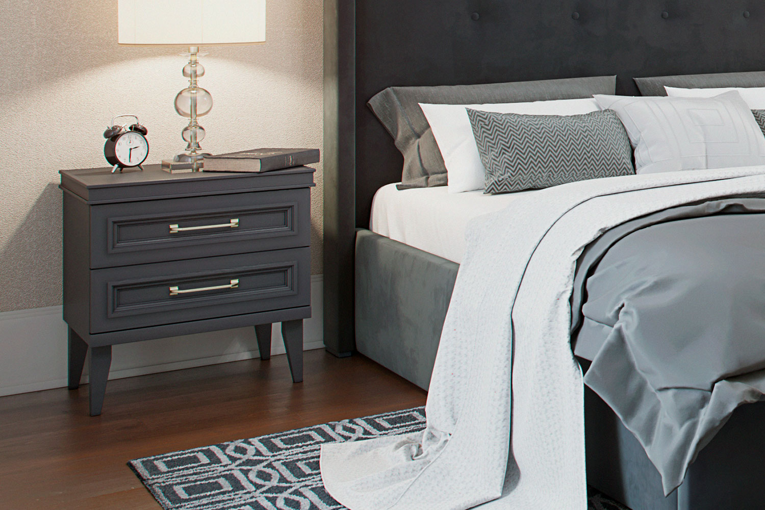 Прикроватные тумбы - изображение №6 "Прикроватная тумба Орландо с выдвижными ящиками"  на www.Angstrem-mebel.ru