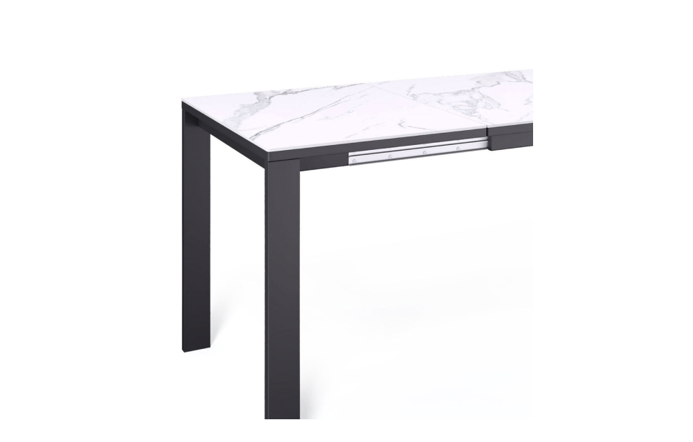Обеденные столы - изображение №7 "Стол обеденный Легро раздвижной черный/керамика мрамор белый"  на www.Angstrem-mebel.ru