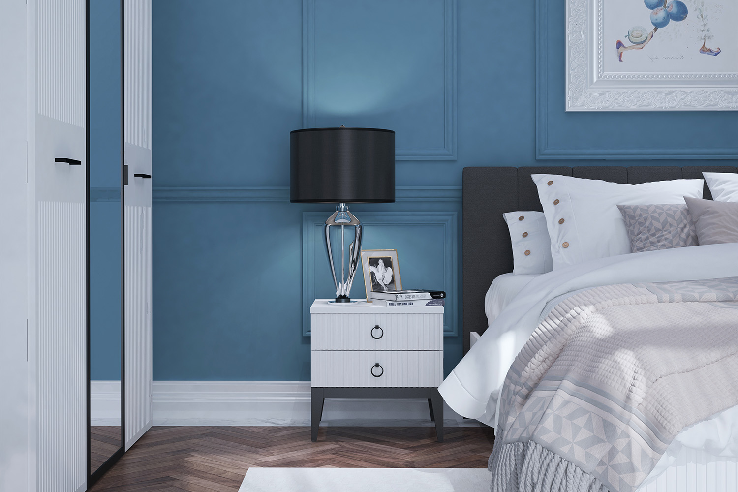 Прикроватные тумбы - изображение №5 "Прикроватная тумба Хилтон с выдвижными ящиками"  на www.Angstrem-mebel.ru