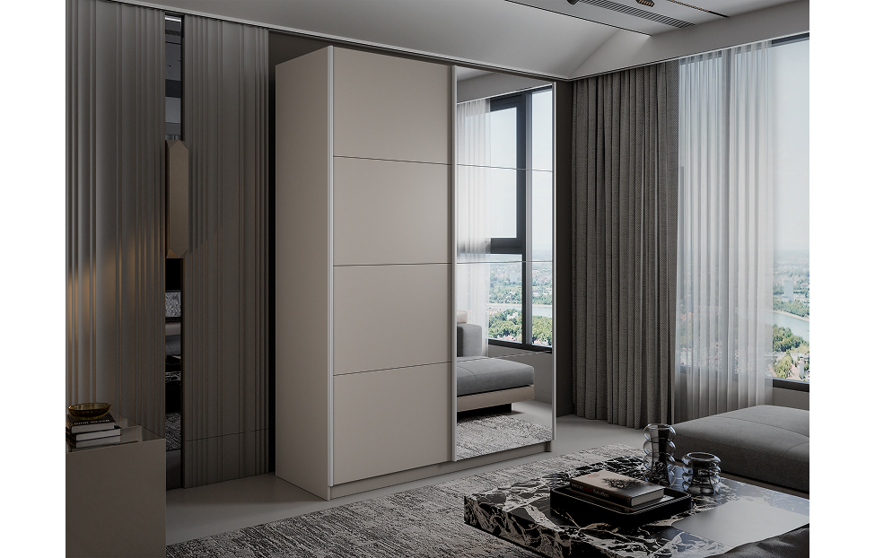 Шкафы-купе - изображение №4 "Шкаф-купе Lux 1600х2300х570 одно зеркало / Кашемир "  на www.Angstrem-mebel.ru