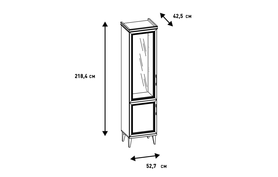 Шкафы-витрины - изображение №6 "Шкаф Орландо с полками ОР-004.04 (1 комплект) стекло"  на www.Angstrem-mebel.ru