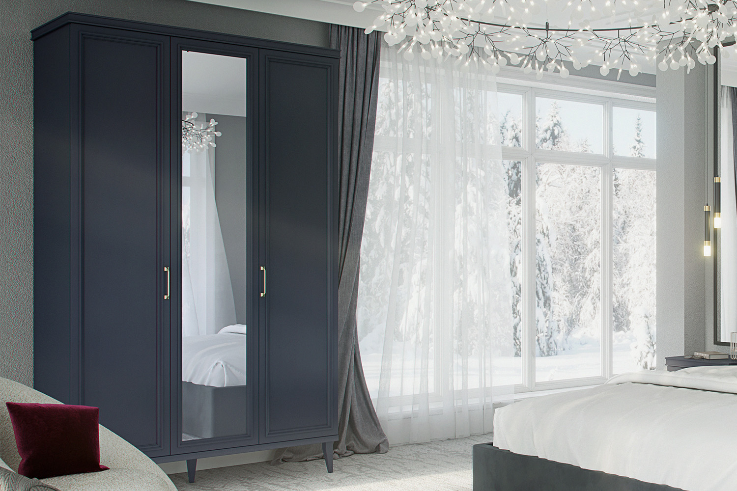 Шкафы платяные - изображение №3 "Шкаф Орландо для одежды Ш.137.6 х В.232.3 х 61.7"  на www.Angstrem-mebel.ru