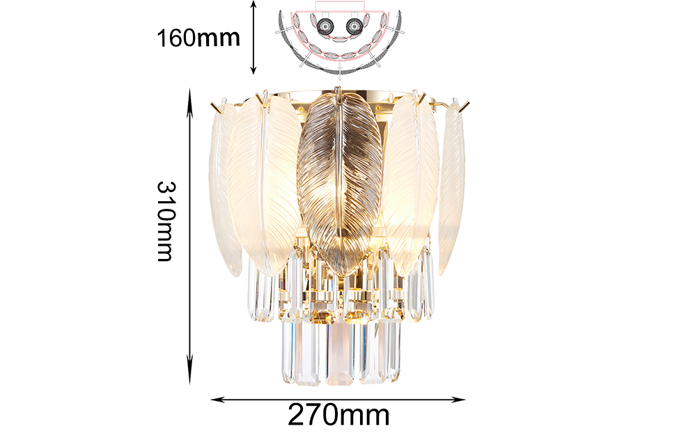 Бра - изображение №8 "Настенный светильник Dolor, D160*W270*H310, 2*E14*40W, excluded, 2982-2W"  на www.Angstrem-mebel.ru