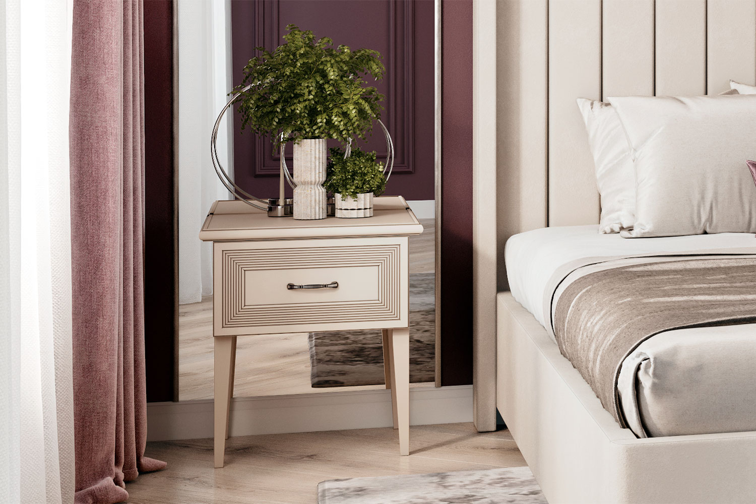 Прикроватные тумбы - изображение №5 "Прикроватная тумба Адажио с выдвижным ящиком"  на www.Angstrem-mebel.ru