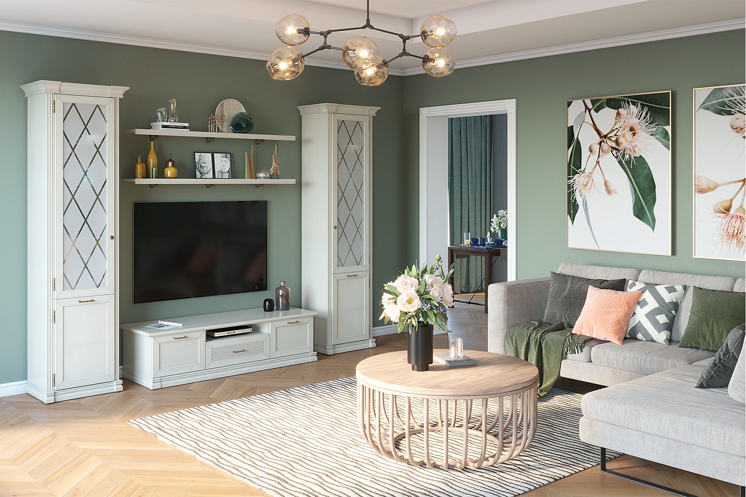 Тумбы под телевизор - изображение №5 "Тумба Кантри под телевизор с выдвижными ящиками"  на www.Angstrem-mebel.ru