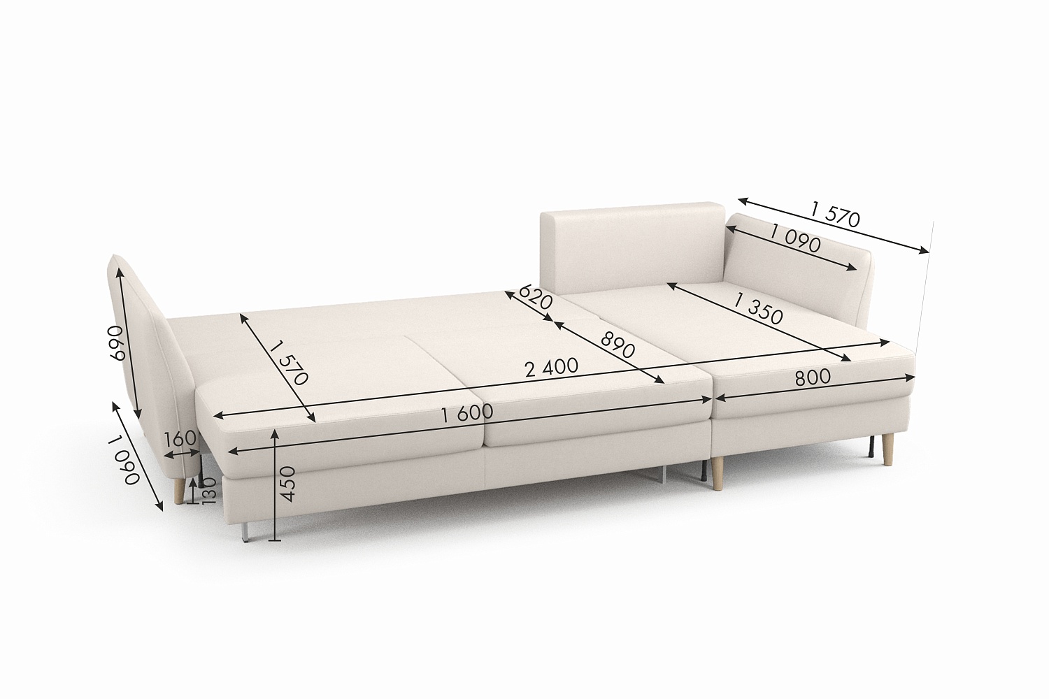 Угловые диваны - изображение №12 "Диван АННИКА NEW 3-х местный с оттоманкой и светлыми опорами"  на www.Angstrem-mebel.ru