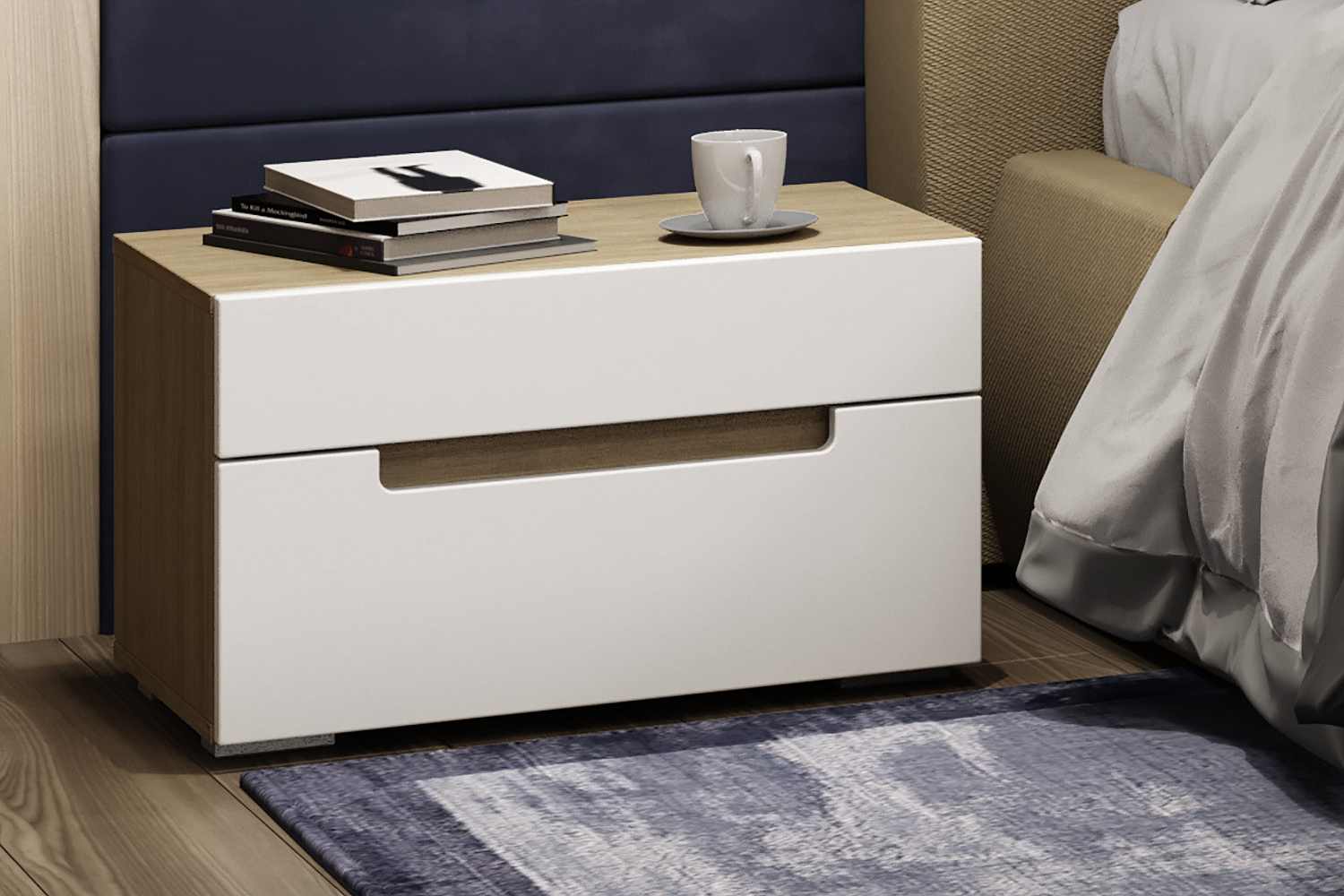 Прикроватные тумбы - изображение №4 "Прикроватная тумба Анри с выкатными ящиками"  на www.Angstrem-mebel.ru