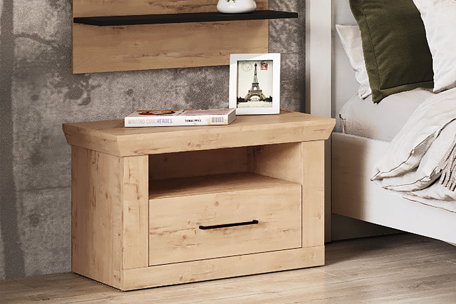 Прикроватные тумбы - изображение №3 "Прикроватная тумба Магнум с выдвижным ящиком"  на www.Angstrem-mebel.ru