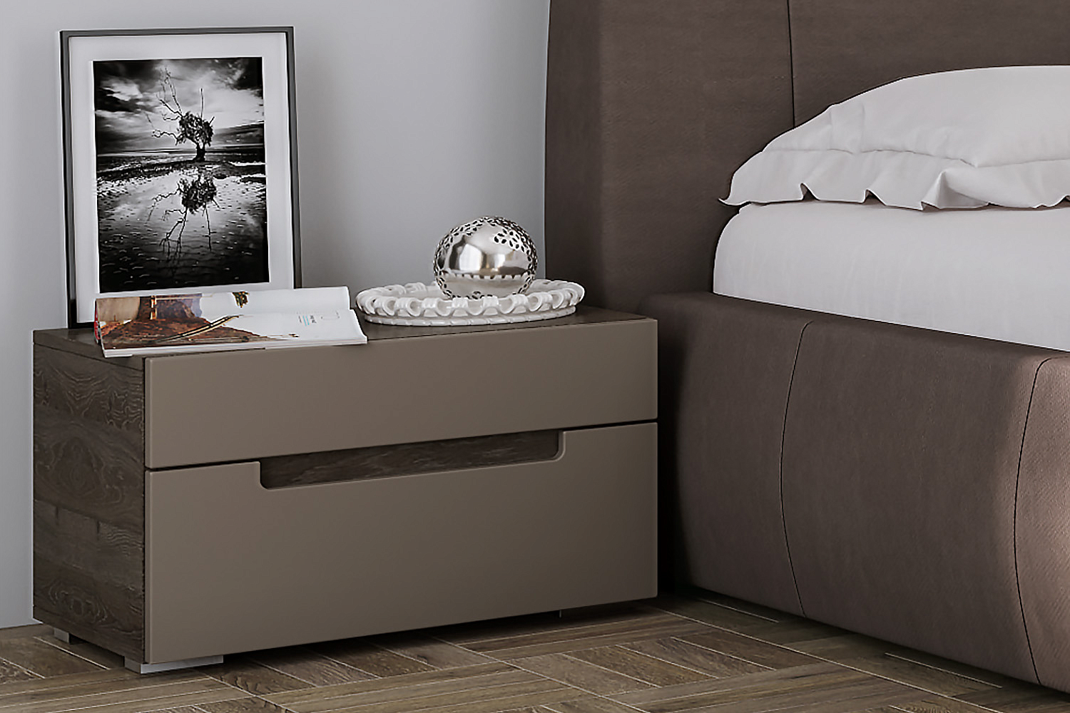 Прикроватные тумбы - изображение №3 "Прикроватная тумба Анри с выдвижными ящиками"  на www.Angstrem-mebel.ru